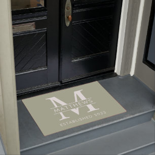 Name für ein elegantes, grünes Monogramm Fußmatte