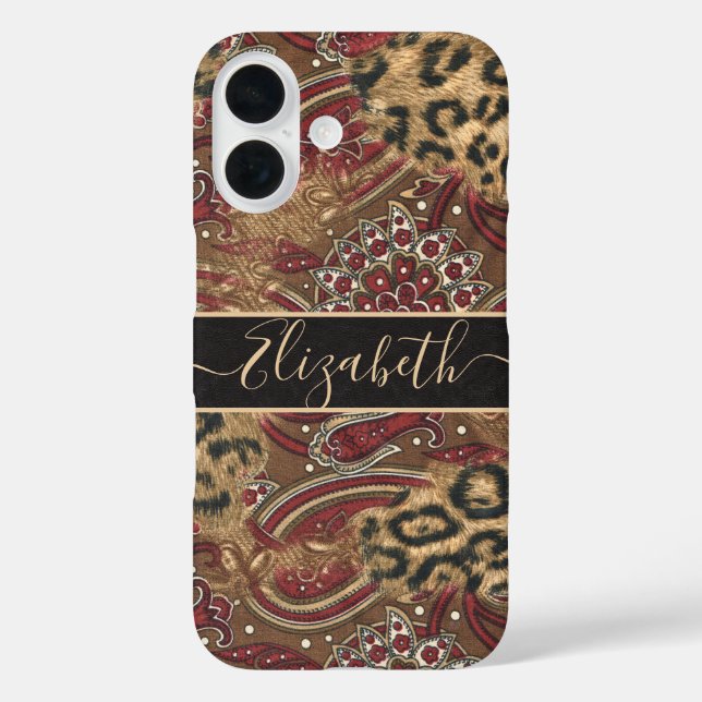 Name für Leopard und Paisley Print Case-Mate iPhone Hülle (Rückseite)