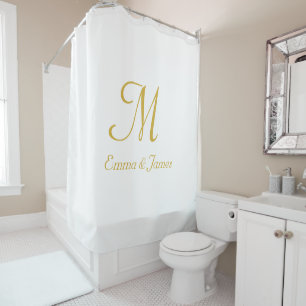 Name für moderne Gold- und Weißmonogramme Duschvorhang