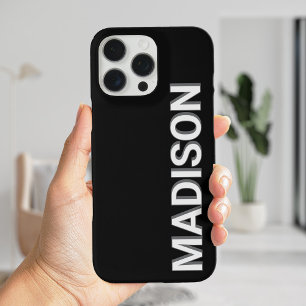 Name für moderne Schwarz-Weiß-Monogramm iPhone 16 Pro Max Hülle