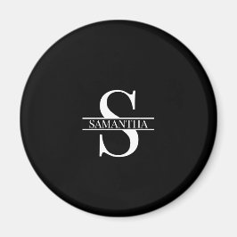 Name für moderne Schwarz-Weiß-Monogramm Magnet