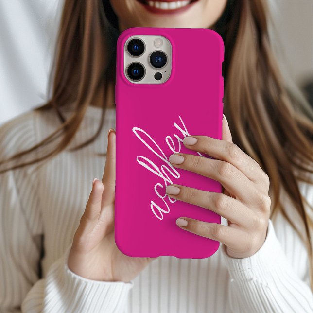 Name für Monogramm Hot Pink Modern Case-Mate iPhone Hülle (Von Creator hochgeladen)
