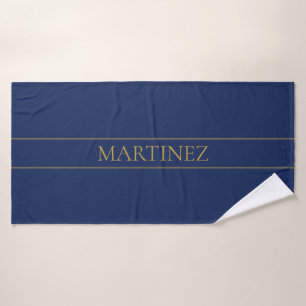 Name für Navy & Gold-Name oder Unternehmen Badhandtuch Set