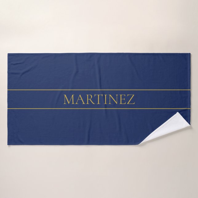 Name für Navy & Gold-Name oder Unternehmen Badhandtuch Set (Badehandtuch)