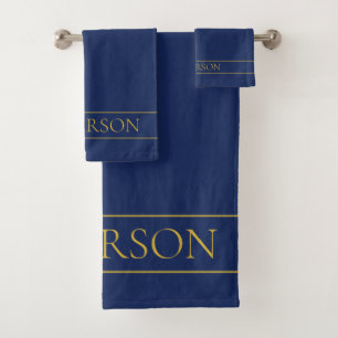 Name für Navy & Gold-Name oder Unternehmen Badhandtuch Set