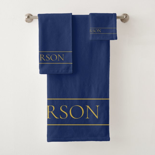 Name für Navy & Gold-Name oder Unternehmen Badhandtuch Set (Insitu)