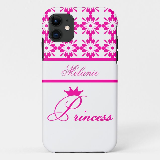 Name für Princess Pink und White+Personalize Case-Mate iPhone Hülle (Rückseite)