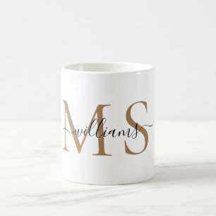Name für Schwarz/Gold Monogramm Kaffeetasse