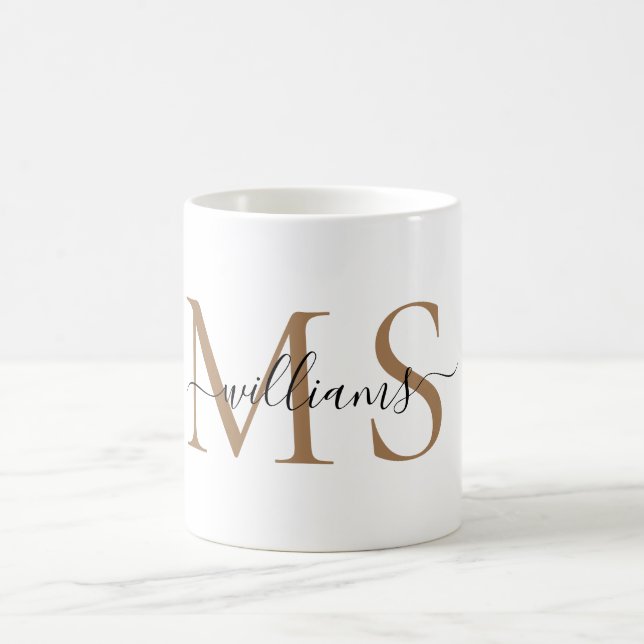 Name für Schwarz/Gold Monogramm Kaffeetasse (Mittel)