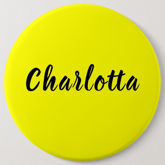 Name für Schwarze Personalisierung | Neongelbe Far Button (Vorderseite)