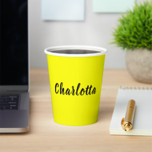 Name für Schwarze Personalisierung   Neongelbe Far Pappbecher