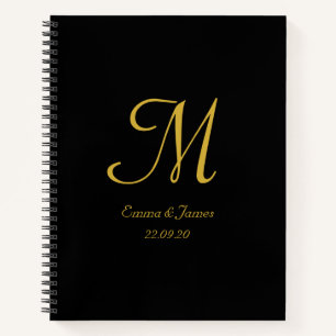 Name Gast für Schwarz & Gold-elegante Monogram-Skr Notizbuch