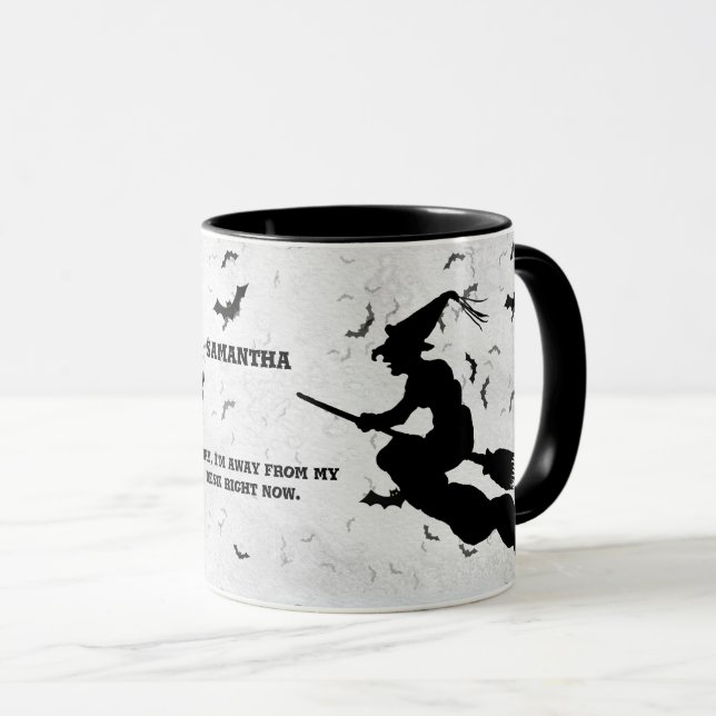 Name & Geburtsname  Halloween Hexe - Schwarz & Wei Tasse (VorderseiteRechts)