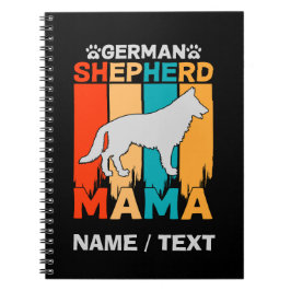 Name German Shepherd MAMA, Blue Brown on Black Notizblock