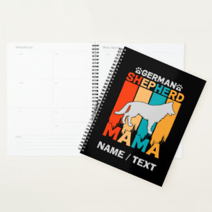 Name German Shepherd MAMA, Blue Brown on Black Planer