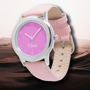 Name Girl Boys Women Men Bubblegum Pink Elegant Armbanduhr