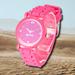 Name Girl Boys Women Men | Neon Pink Stilvoll Armbanduhr<br><div class="desc">Personalisierter Name Girl Boys Women Men | Neon Pink Elegant Moderne Uhr | Classic | elegant | Trendy | Stilvoll | Geschenk. Sie können Ihren Namen, den Namen eines geliebten Menschen oder eine spezielle Nachricht hinzufügen. Ob es ein herzliches Geschenk für jemanden ist, der Ihnen lieb ist oder eine persönliche...</div>