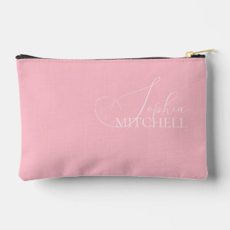 Name Girly Elegant Script Rosa Zubehörtasche