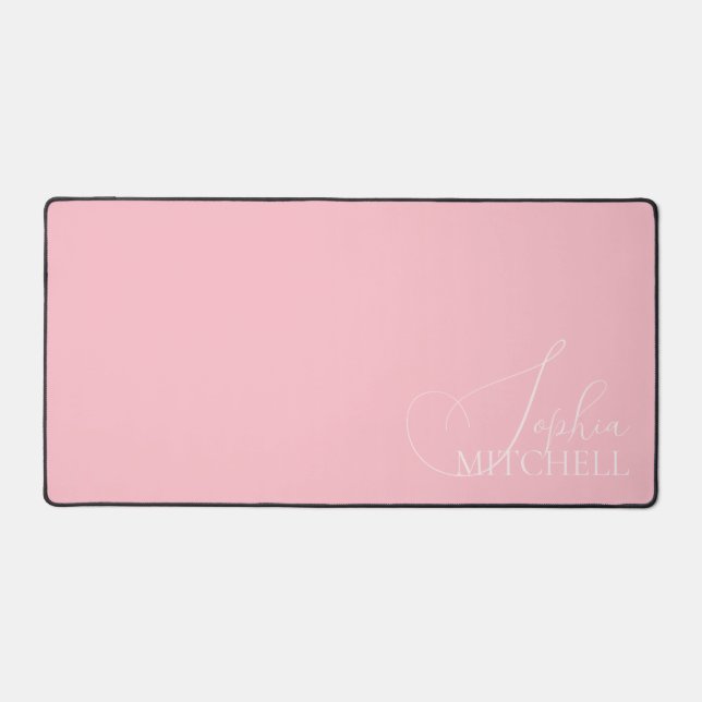 Name Girly Script Rosa Schreibtischunterlage (Vorderseite)