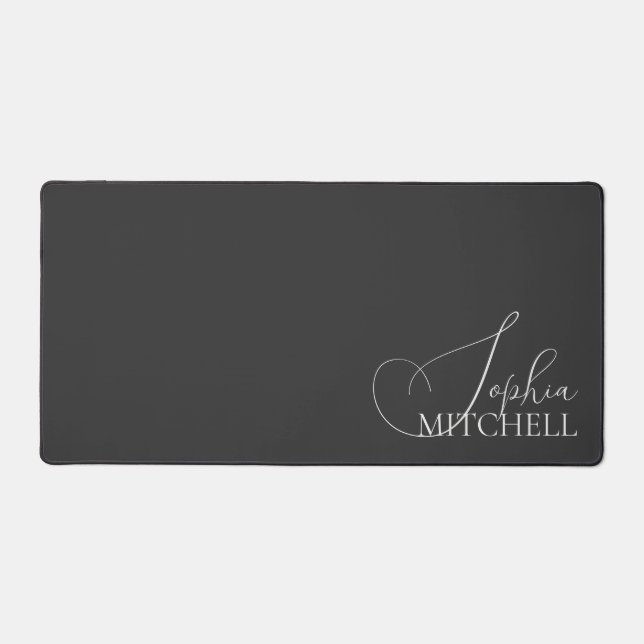 Name Girly Script Schwarz Schreibtischunterlage (Vorderseite)