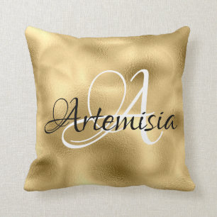 Name Glass Gold Metallic Glass Imitate Sepia Kissen