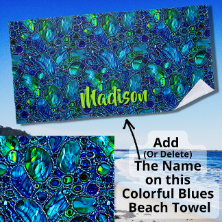 Name, Glass und Blues hinzufügen Strandtuch