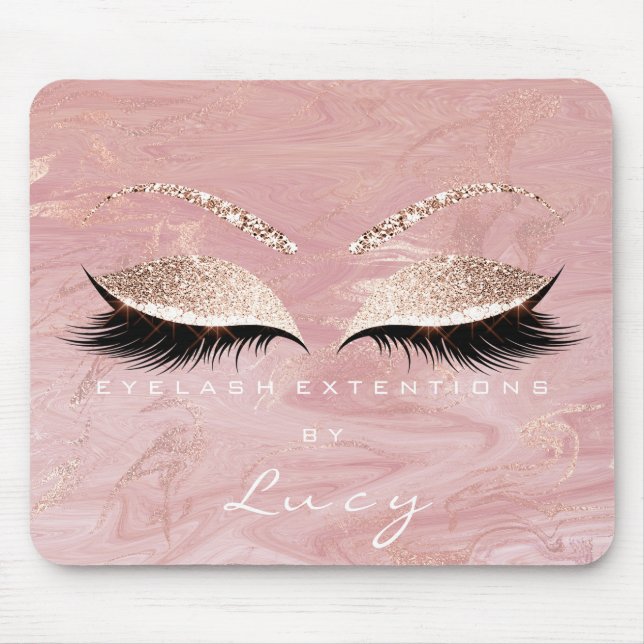 Name Glitzer Makeup Beauty Studio Lash Pink Marmor Mousepad (Vorne)