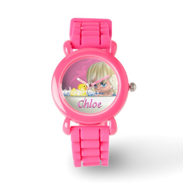 Name/Glitzern-Uhr der Kinder hinzufügen Armbanduhr (Vorderseite)