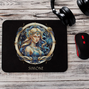 Name Gold Blue Celestial Zodiac Sun Sign Virgo Mousepad
