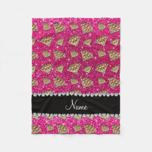 Name Gold Diamant Neon Hot Pink Glitzer Fleecedecke