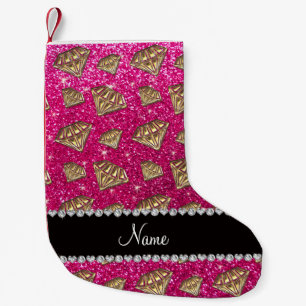 Name Gold Diamant Neon Hot Pink Glitzer Kleiner Weihnachtsstrumpf