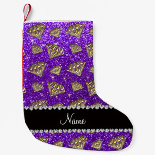 Name gold diamond indigo lila Glitzer Kleiner Weihnachtsstrumpf