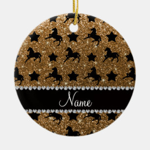 Name Gold Glitzer Pferde Stars Keramik Ornament