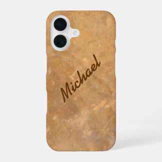 Name Gold Stone Look iPhone 16 Hülle