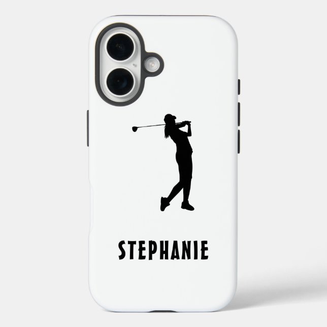 Name Golfspielerin Schwarz-weiße Golfer Case-Mate iPhone Hülle (Rückseite)