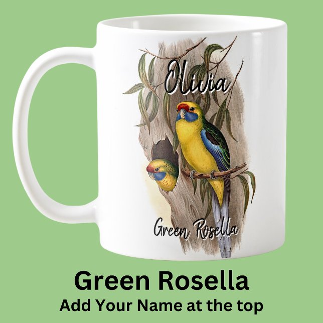 Name Green Rosella Australian Bird Animal hinzufüg Kaffeetasse (Von Creator hochgeladen)