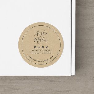 Name "Grey Border Social Media Branding Kraft" hin Runder Aufkleber