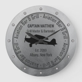 Name Grill Master Barkeeper Aviation Bar & Grill Große Wanduhr