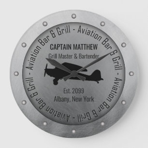 Name Grill Master Barkeeper Aviation Bar & Grill Große Wanduhr