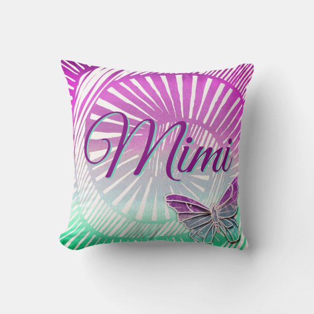 Name Großmutter Lila Swirl & Butterfly T Kissen (Vorderseite)