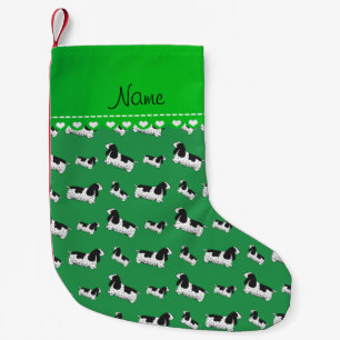 Name grüner englischer Cocker Spaniel Hund Kleiner Weihnachtsstrumpf