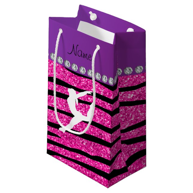 Name Gymnastiknebel nicht rosa Glitzer zebra Strei Kleine Geschenktüte (Vorderseite Schrägansicht)