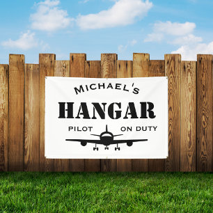 Name Hangar, Flugzeug, Pilot im Dienst, Luftfahrtb Banner