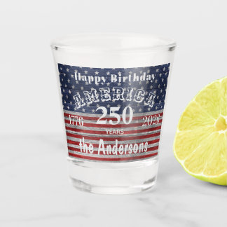 Name || Happy Birthday America 250 Years Flag Schnapsglas