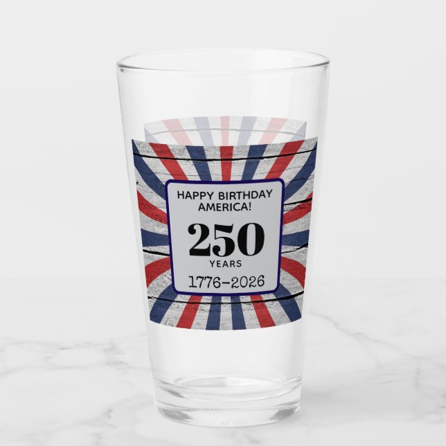 Name || Happy Birthday America Starburst Pint Glas (Vorderseite)
