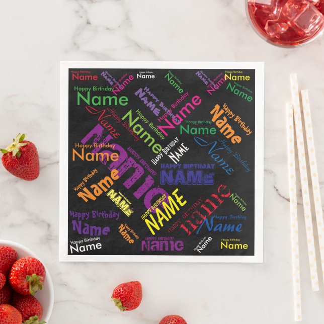 Name Happy Birthday Standard Dinner Napkins hinzuf Serviette (Beispiel)