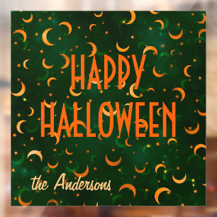 Name Happy Halloween Moons & Stars Bokeh 12"x12" Fensteraufkleber