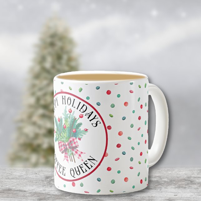 Name Happy Holidays Green Ferns Candy Muster 11oz Kaffeetasse (Von Creator hochgeladen)