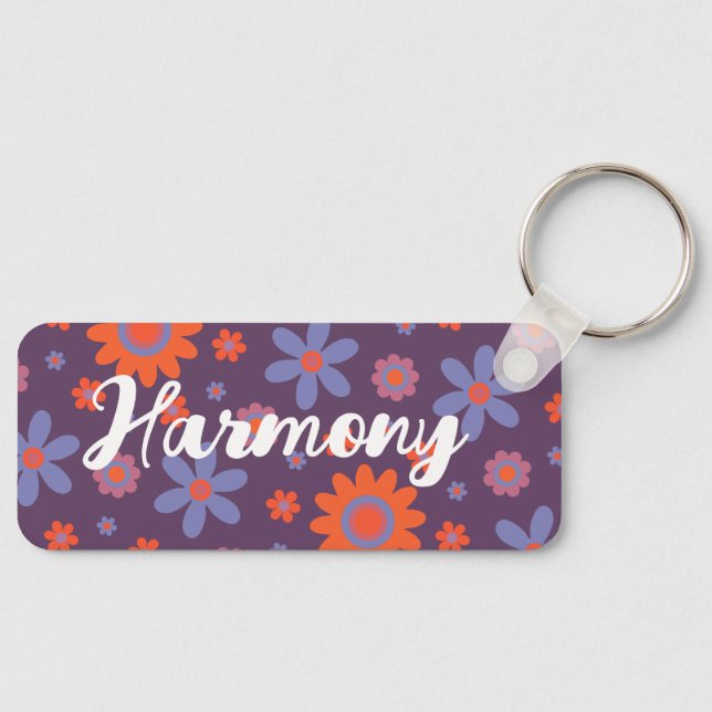 Name Happy Retro Blume 70er Daisy Funny Niedlich h Schlüsselanhänger (Vorderseite)