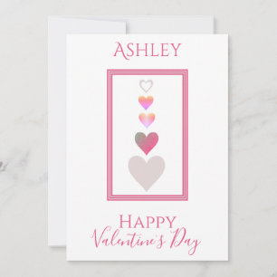 Name Happy Valentine's Day Modern Hearts Niedlich Feiertagskarte